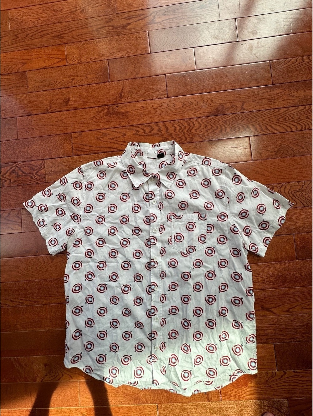 Marvel Captain America Shield Button Shirt Mens XL